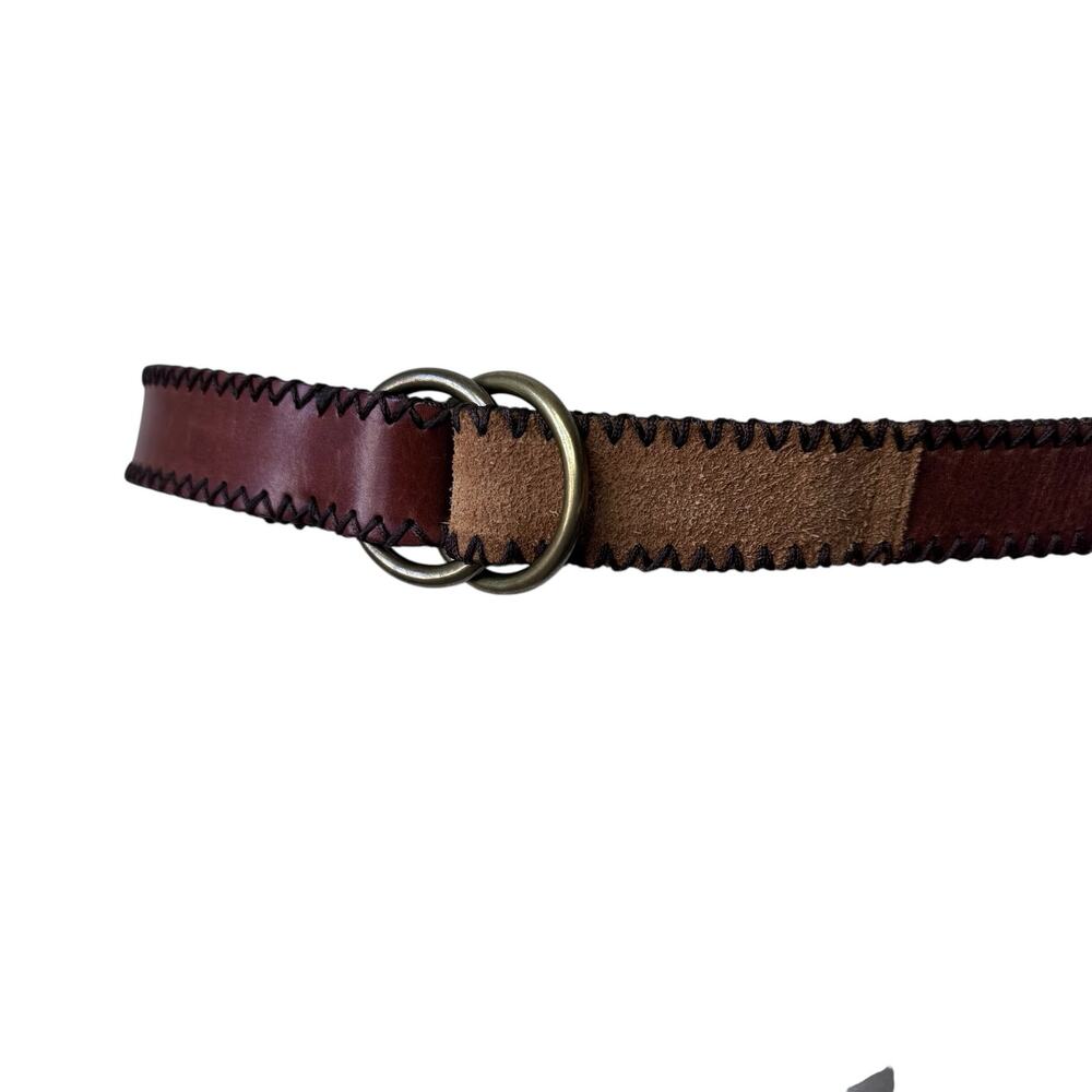 J. CREW Brown Leather Double O Brass Ring Adjustable Belt Size S/M